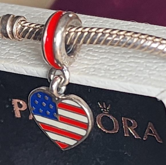Pandora Jewelry - Pandora Heart Charm with Flag Design